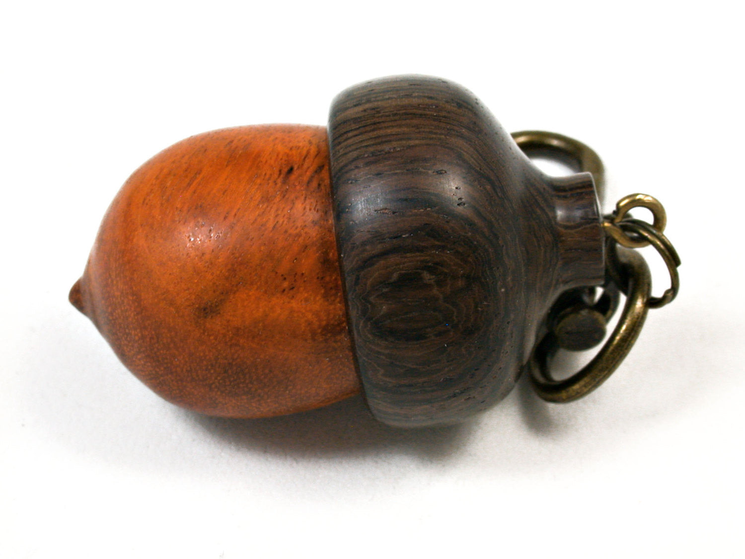 LV-1567 Sappanwood & Burmese Blackwood Acorn Key Fob, Pill Holder, Memorial Pendant-SCREW CAP