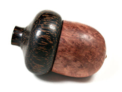 LV-1571 Redwood Burl & Black Palm Acorn Trinket Box, Keepsakes, Jewelry Box-SCREW CAP