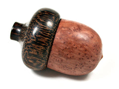 LV-1571 Redwood Burl & Black Palm Acorn Trinket Box, Keepsakes, Jewelry Box-SCREW CAP