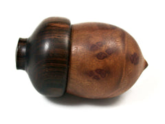 LV-1572 Camphor Burl & Mun Ebony Acorn Trinket Box, Keepsakes, Jewelry Box-SCREW CAP