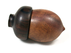 LV-1572 Camphor Burl & Mun Ebony Acorn Trinket Box, Keepsakes, Jewelry Box-SCREW CAP
