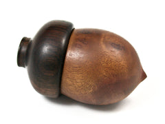 LV-1572 Camphor Burl & Mun Ebony Acorn Trinket Box, Keepsakes, Jewelry Box-SCREW CAP