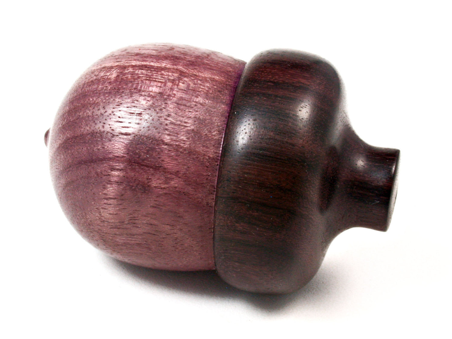 LV-1576 Purpleheart & East Indian Rosewood Acorn Trinket Box, Keepsakes, Jewelry Box-SCREW CAP