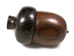 LV-1578 Brazilian Rosewood & Black Palm Acorn Trinket Box, Keepsakes, Jewelry Box-SCREW CAP