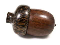 LV-1578 Brazilian Rosewood & Black Palm Acorn Trinket Box, Keepsakes, Jewelry Box-SCREW CAP