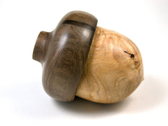 LV-1580 Port Orford Cedar Burl & Black Walnut Acorn Trinket Box, Keepsakes, Jewelry Box-SCREW CAP