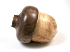 LV-1580 Port Orford Cedar Burl & Black Walnut Acorn Trinket Box, Keepsakes, Jewelry Box-SCREW CAP