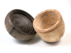 LV-1580 Port Orford Cedar Burl & Black Walnut Acorn Trinket Box, Keepsakes, Jewelry Box-SCREW CAP