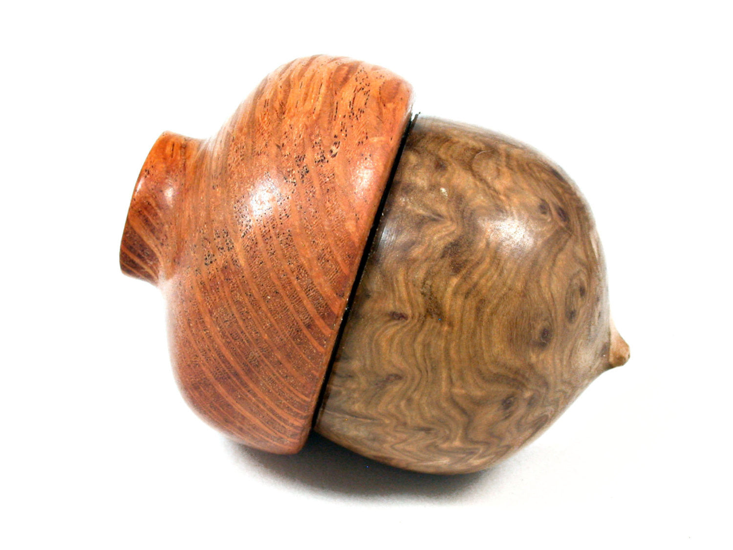 LV-1584 Corrugata Burl & Sheoak Wooden Acorn Trinket Box, Keepsakes, Jewelry Box-SCREW CAP