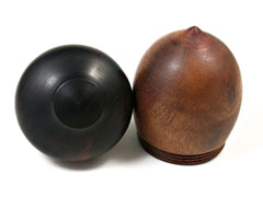 LV-1572 Camphor Burl & Mun Ebony Acorn Trinket Box, Keepsakes, Jewelry Box-SCREW CAP