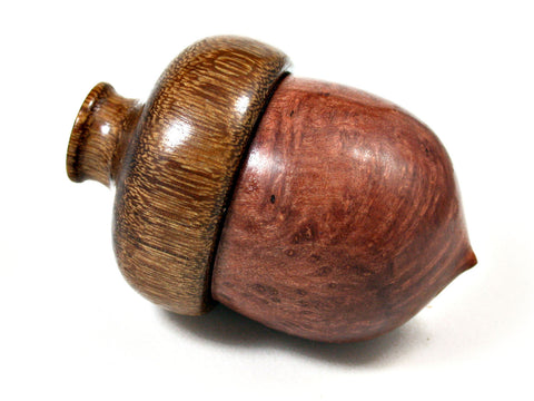 LV-1574  Redwood Burl & Brownheart Wooden Acorn Trinket Box, Keepsakes, Jewelry Box-SCREW CAP