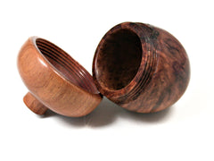 LV-1575 Red Mallee Burl & Pink Ivory Wooden Acorn Trinket Box, Keepsakes, Jewelry Box-SCREW CAP
