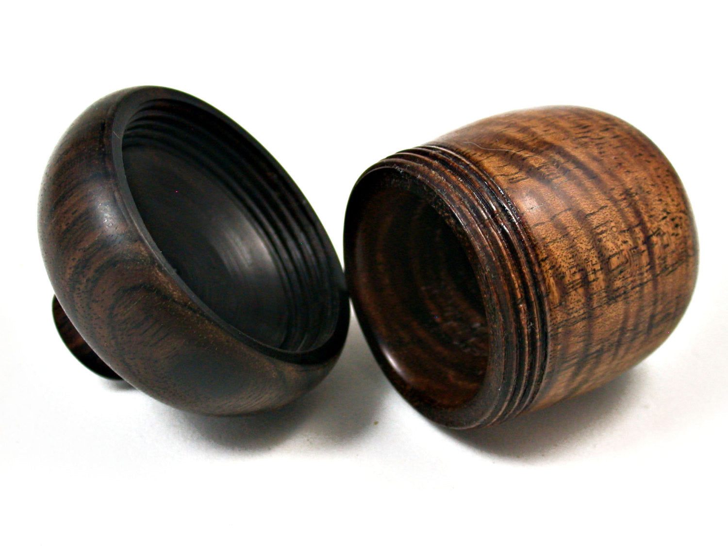 LV-1579 Curly Koa & Mun Ebony Acorn Trinket Box, Keepsakes, Jewelry Box-SCREW CAP