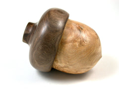 LV-1580 Port Orford Cedar Burl & Black Walnut Acorn Trinket Box, Keepsakes, Jewelry Box-SCREW CAP