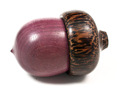 LV-1581 Purpleheart & Black Palm Wooden Acorn Trinket Box, Keepsakes, Jewelry Box-SCREW CAP
