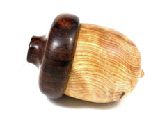 LV-1582 Ponderosa Pine Burl & Cocobolo Wooden Acorn Trinket Box, Keepsakes, Jewelry Box-SCREW CAP