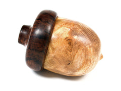 LV-1582 Ponderosa Pine Burl & Cocobolo Wooden Acorn Trinket Box, Keepsakes, Jewelry Box-SCREW CAP