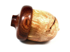 LV-1582 Ponderosa Pine Burl & Cocobolo Wooden Acorn Trinket Box, Keepsakes, Jewelry Box-SCREW CAP