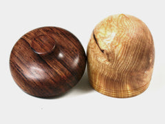 LV-1582 Ponderosa Pine Burl & Cocobolo Wooden Acorn Trinket Box, Keepsakes, Jewelry Box-SCREW CAP