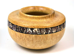 LV-1587 Windmill Palm with Betelnut Inlay Hand Turned Wooden Bowl, Pot, Hollow Form, Vase