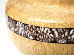 LV-1587 Windmill Palm with Betelnut Inlay Hand Turned Wooden Bowl, Pot, Hollow Form, Vase