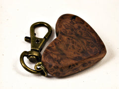 LV-1603 Bay Laurel Burl Wooden Heart Shaped Charm, Keychain, Wedding Favor-HAND CARVED