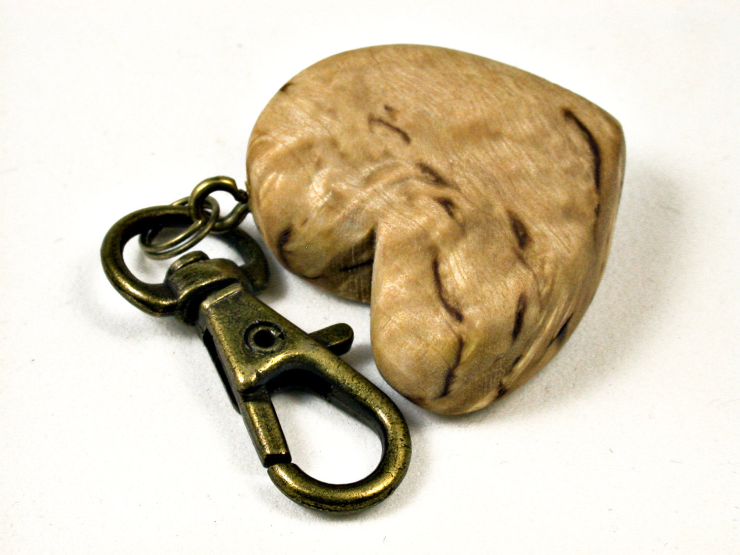 LV-1597 Masur Birch Wooden Heart Shaped Charm, Keychain, Wedding Favor-HAND CARVED