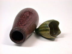 LV-1627 Purpleheart & Verawood Eggplant Trinket Box, Toothpick holder, Needle Case-SCREW CAP