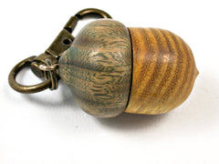 LV-1533 Osage Orange & Verawood Acorn Key Fob, Pill Holder, Secret Compartment-SCREW CAP
