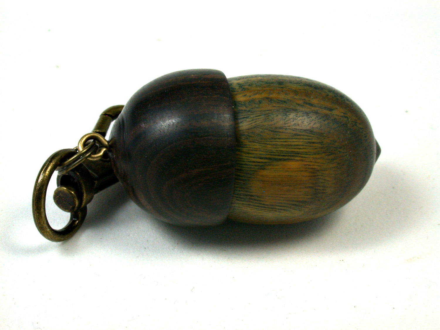 LV-1638 Verawood & Ebony Acorn Key Fob, Pill Holder, Secret Compartment-SCREW CAP