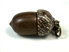 LV-1639 Ironwood & Betelnut Acorn Key Fob, Pill Holder, Secret Compartment-SCREW CAP