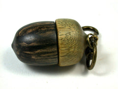 LV-1643 Dot Ebony & Verawood Acorn Key Fob, Pill Holder, Secret Compartment-SCREW CAP