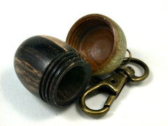 LV-1643 Dot Ebony & Verawood Acorn Key Fob, Pill Holder, Secret Compartment-SCREW CAP