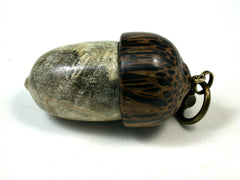 LV-1645 Buckeye Burl & Black Palm Acorn Key Fob, Pill Holder, Secret Compartment-SCREW CAP