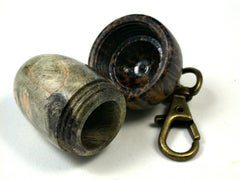 LV-1645 Buckeye Burl & Black Palm Acorn Key Fob, Pill Holder, Secret Compartment-SCREW CAP
