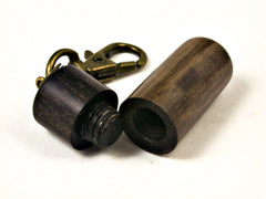 LV-1593 Cocuswood & Ebony Secret Compartment Necklace, Pill Pendant, Memorial Jewelry-SCREW CAP