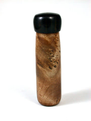 LV-1633 Sycamore Burl & Mun Ebony Pill Box, Snuff Box, Toothpick Holder, Needle Case-SCREW CAP