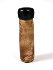 LV-1633 Sycamore Burl & Mun Ebony Pill Box, Snuff Box, Toothpick Holder, Needle Case-SCREW CAP