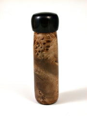 LV-1633 Sycamore Burl & Mun Ebony Pill Box, Snuff Box, Toothpick Holder, Needle Case-SCREW CAP