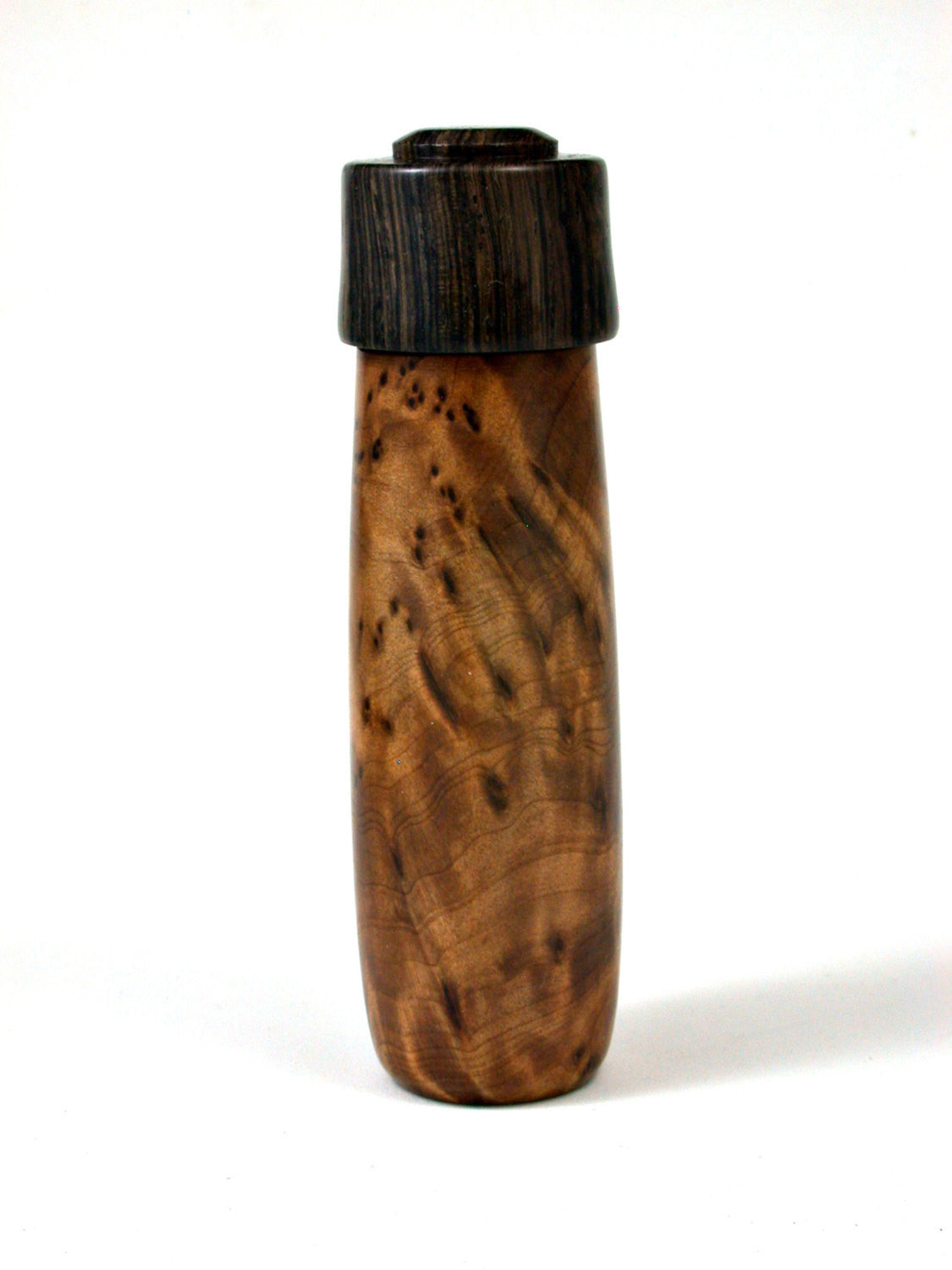 LV-1635 Thuya Burl & Mun Ebony Pill Box, Snuff Box, Toothpick Holder, Needle Case-SCREW CAP