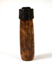 LV-1635 Thuya Burl & Mun Ebony Pill Box, Snuff Box, Toothpick Holder, Needle Case-SCREW CAP