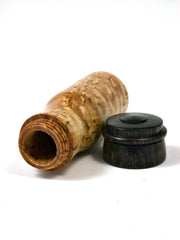 LV-1636 Masur Birch & Blackwood Pill Box, Snuff Box, Toothpick Holder, Needle Case-SCREW CAP