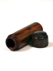 LV-1637 Cocobolo & Blackwood Pill Box, Snuff Box, Toothpick Holder, Needle Case-SCREW CAP