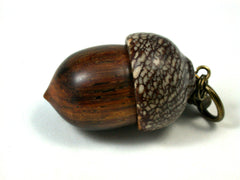 LV-1640 Cocobolo & Betelnut Acorn Key Fob, Pill Holder, Secret Compartment-SCREW CAP