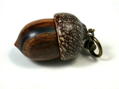 LV-1640 Cocobolo & Betelnut Acorn Key Fob, Pill Holder, Secret Compartment-SCREW CAP