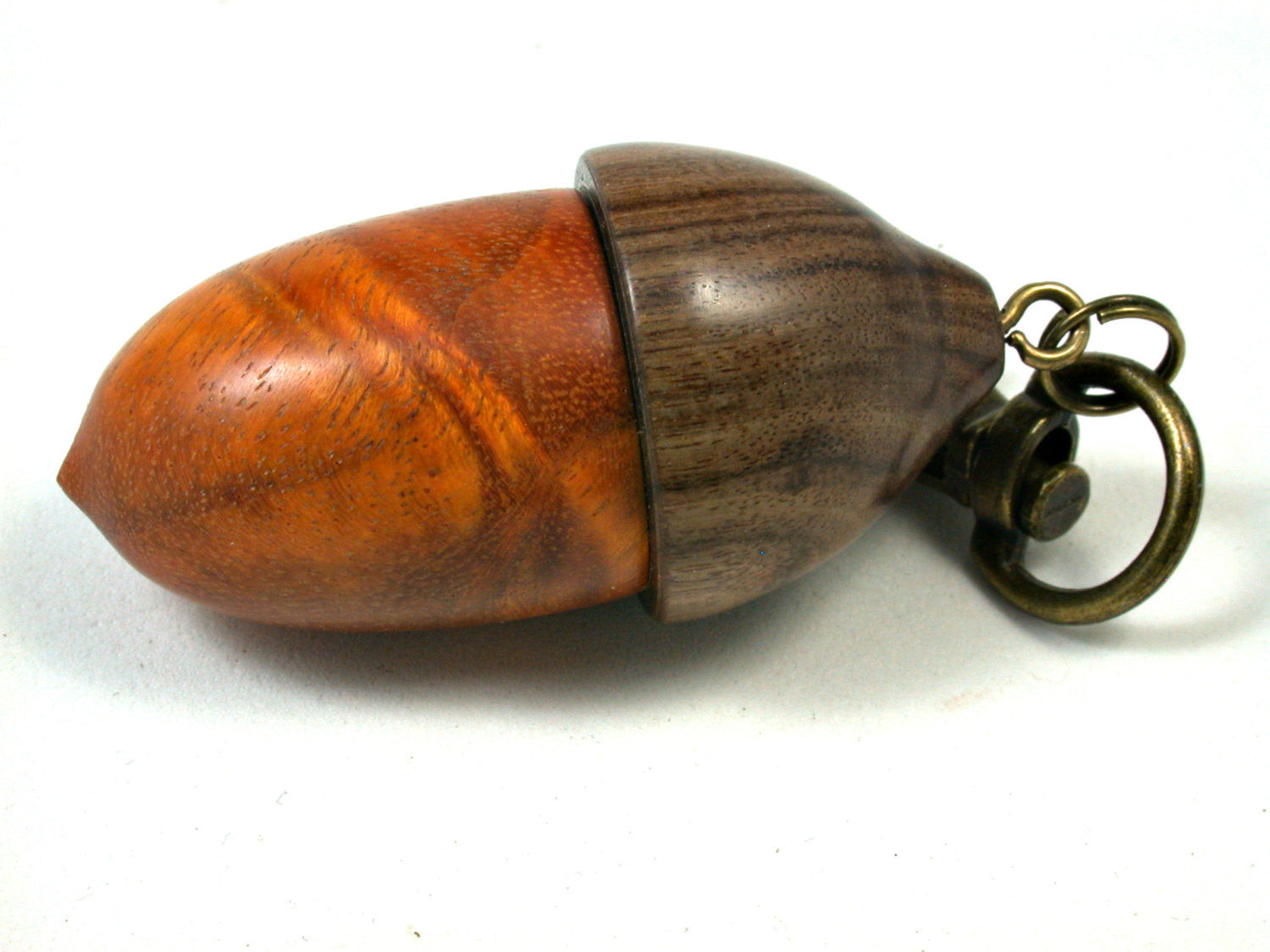 LV-1641 Sappanwood & Cocuswood Acorn Key Fob, Pill Holder, Secret Compartment-SCREW CAP