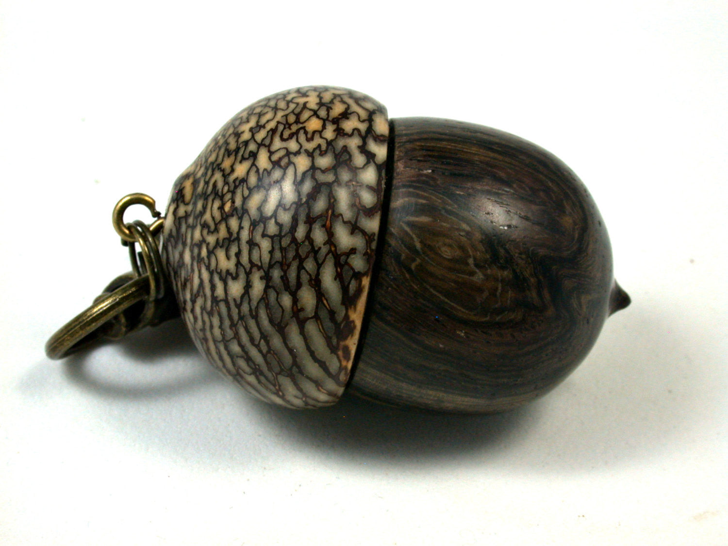 LV-1646 Khamphi Rosewood & Betelnut Acorn Key Fob, Pill Holder, Secret Compartment-SCREW CAP
