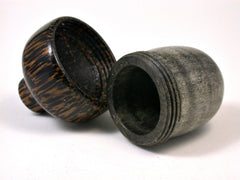 LV-1624 Curly Buckeye & Black Palm Wooden Acorn Trinket Box, Keepsake, Jewelry Box-SCREW CAP