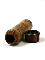 LV-1654 Olive Burl & Cocobolo Wooden Pill, Snuff Box, Needle Case-SCREW CAP