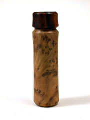 LV-1654 Olive Burl & Cocobolo Wooden Pill, Snuff Box, Needle Case-SCREW CAP